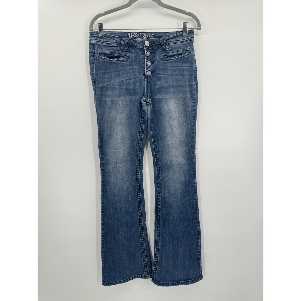 VTG 90s Y2K Almost Famous Flared Button Fly Jeans Denim 6 Mid Rise Grunge Urban